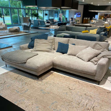 City, Ecksofa, Cord, grau, schwarze Füße