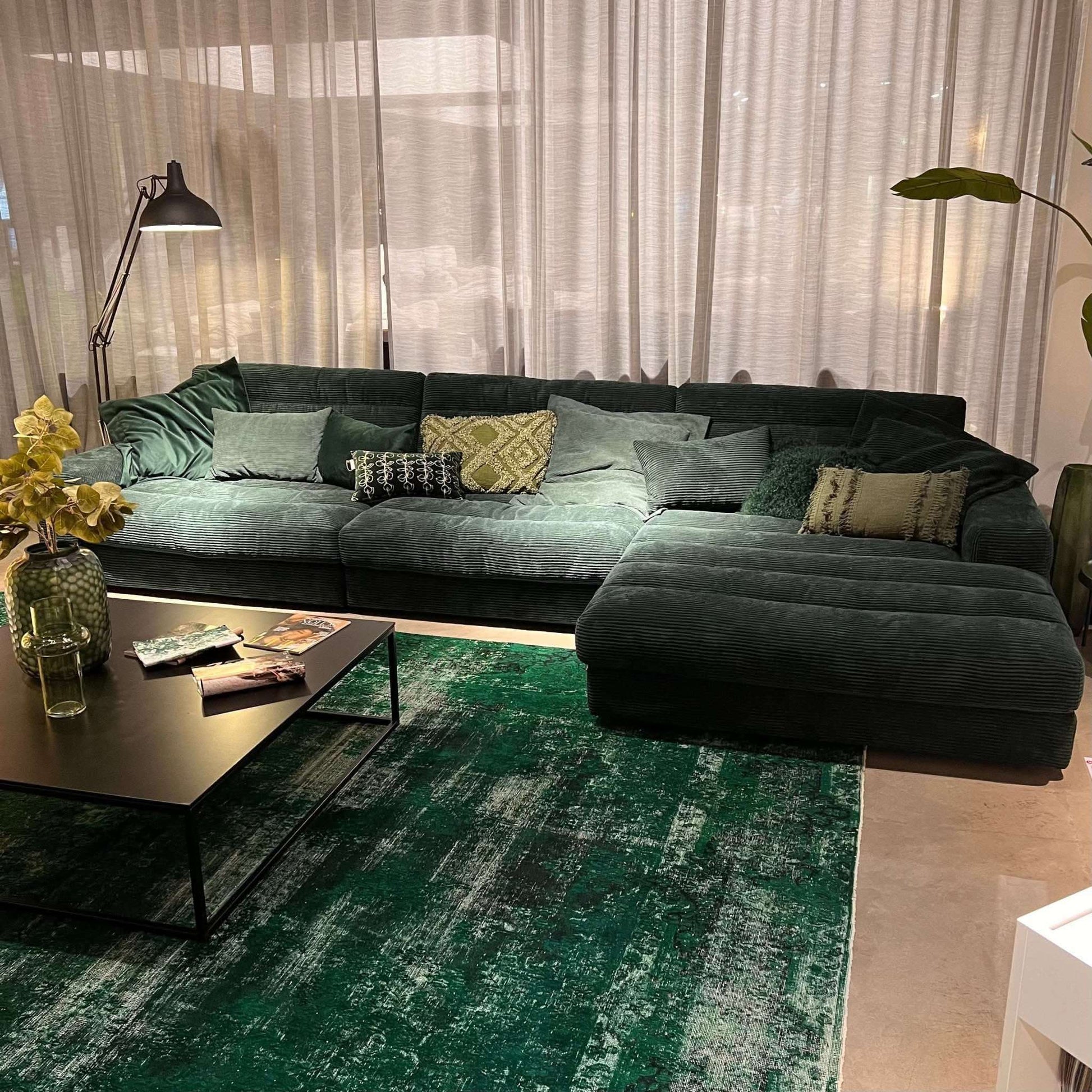 Dash, Ecksofa, Breitcord, dunkelgrün