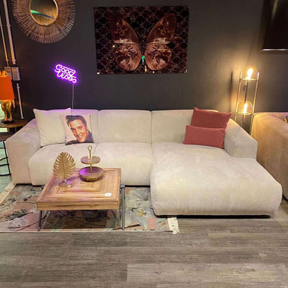 Hudson, Ecksofa, Cord, weiß