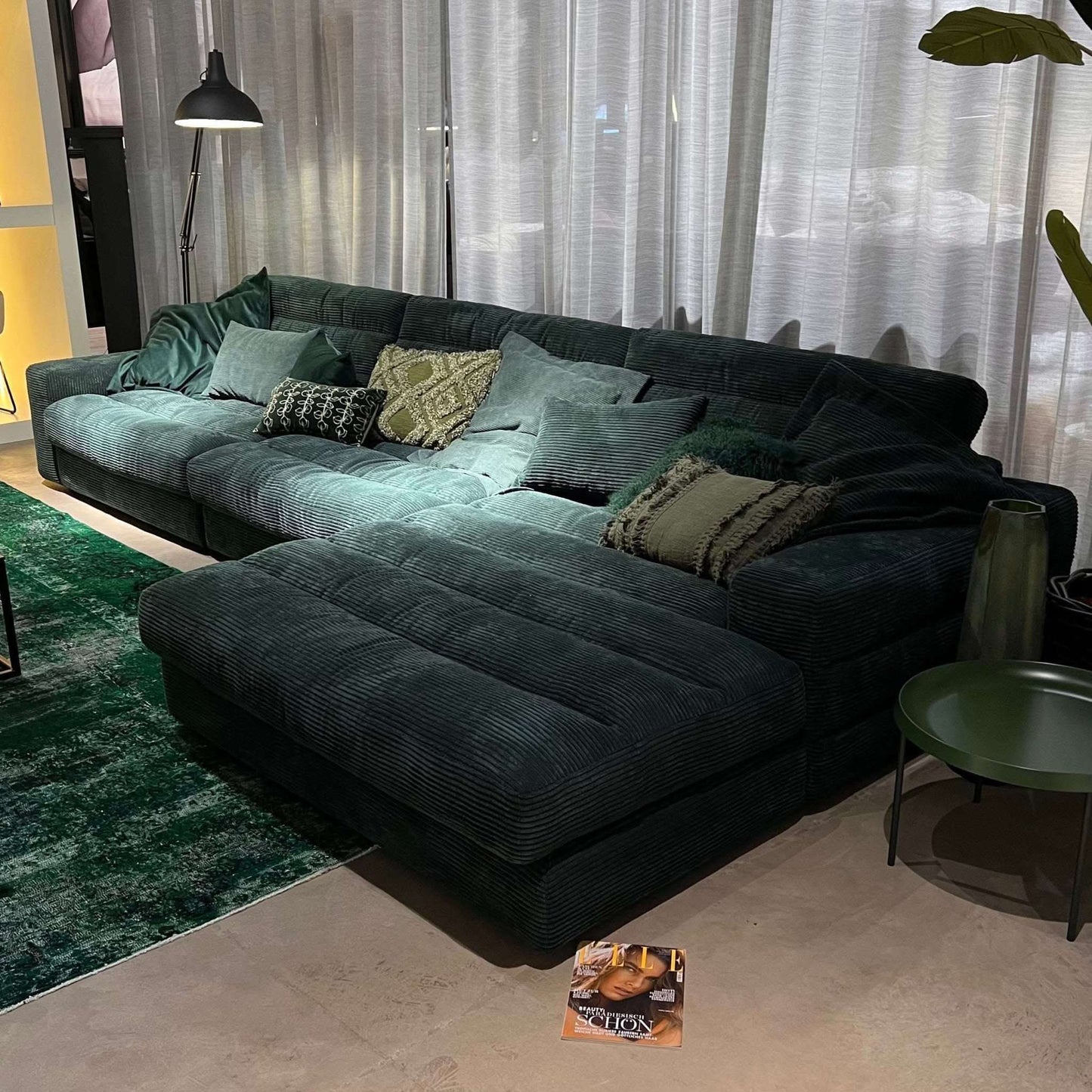 Dash, Ecksofa, Breitcord, dunkelgrün