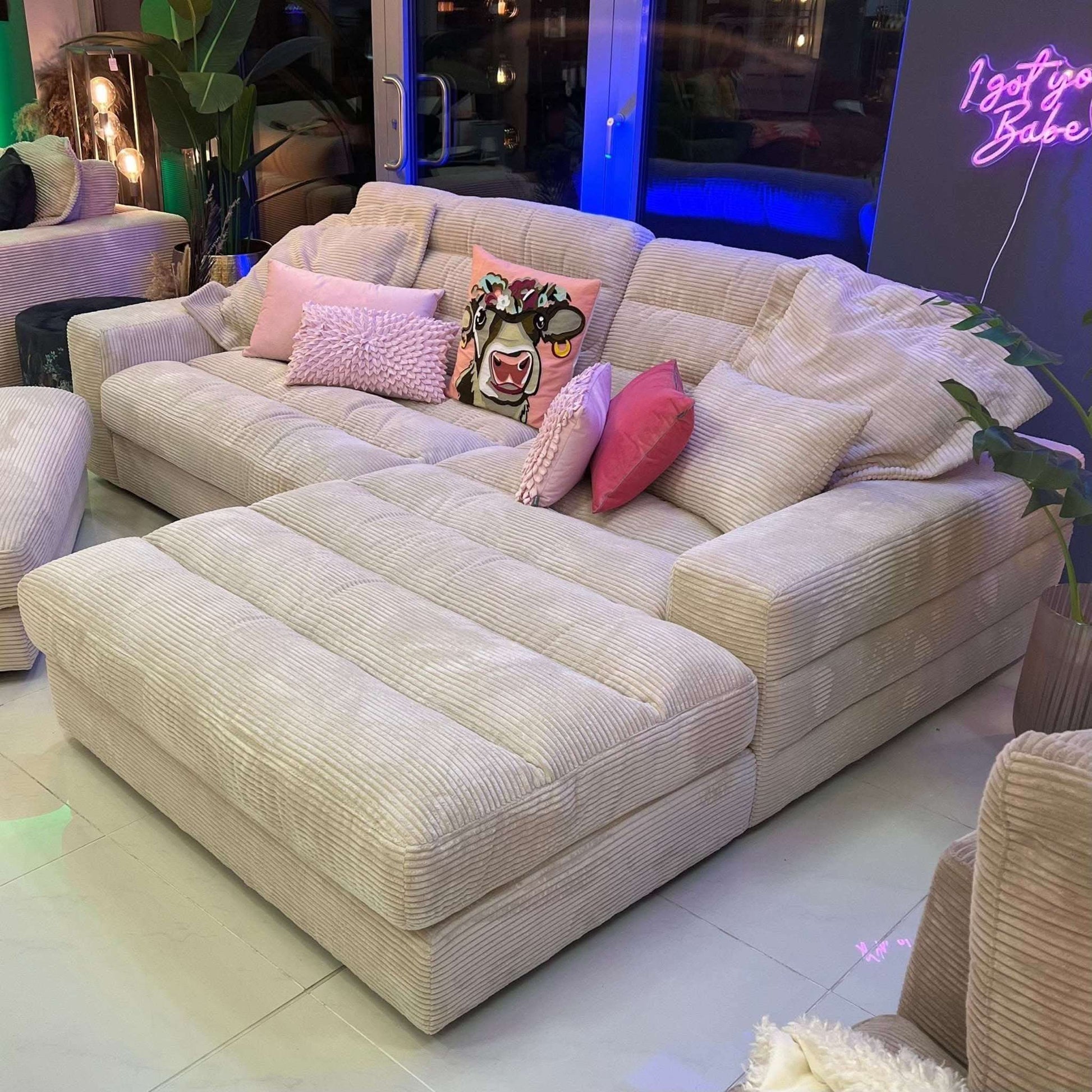 Dash, Ecksofa, Breitcord, creme