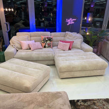 Dash, Ecksofa, Breitcord, creme, Hocker