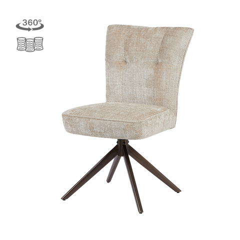 Jarvso Esszimmerstuhl drehbar, Taschenfederkern – Beige, ohne Armlehnen, Gestell Metall Braun