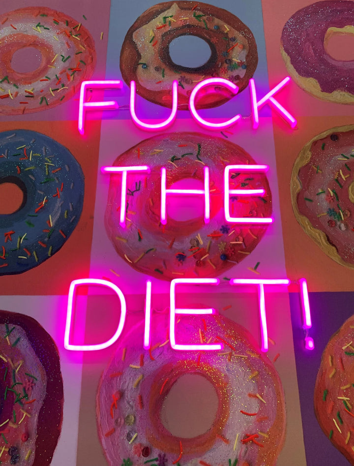 'F the Diet' Wandkunstwerk - LED Neon 100x100 cm