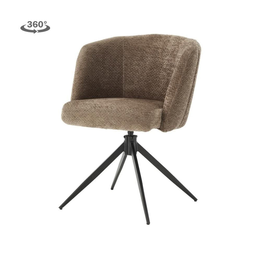 Esszimmerstuhl Tranas drehbar mit Armlehnen, Taschenfederkern, Gestell Metall Schwarz – Taupe