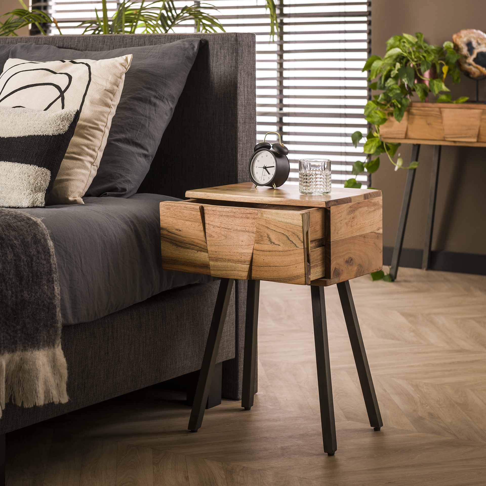 Tisch Akazie Bett Nachttisch