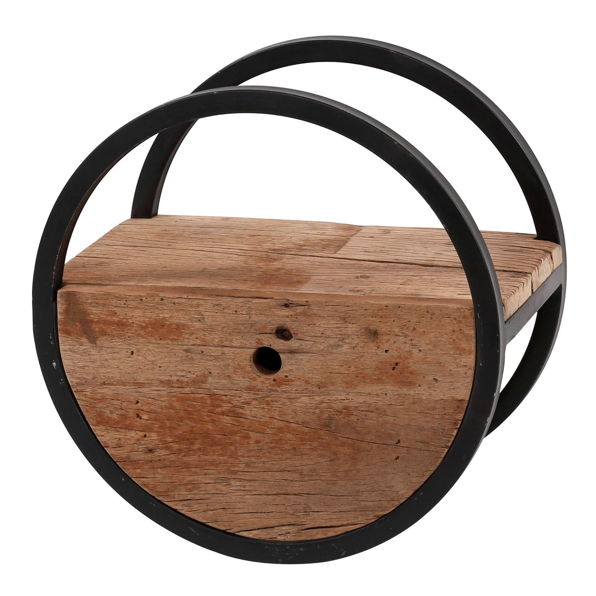 Wandregal rund Ø 40 cm mit Schublade – Hartholz