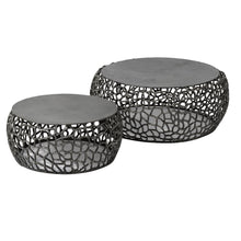 Couchtisch Satz/2 Labyrinth Sand gegossen / Schwarz Nickel