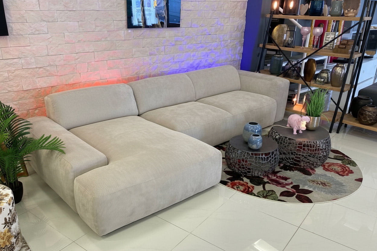 Loona, Ecksofa, Cord, creme