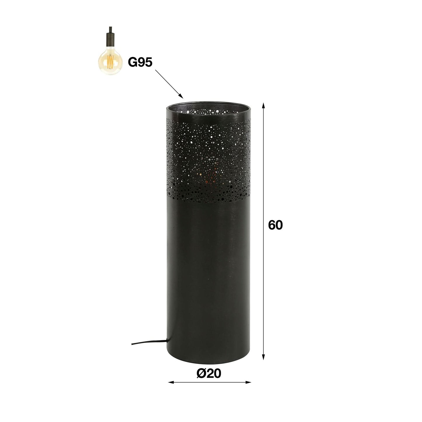 Stehlampe Ø25 Zylinder 60 cm