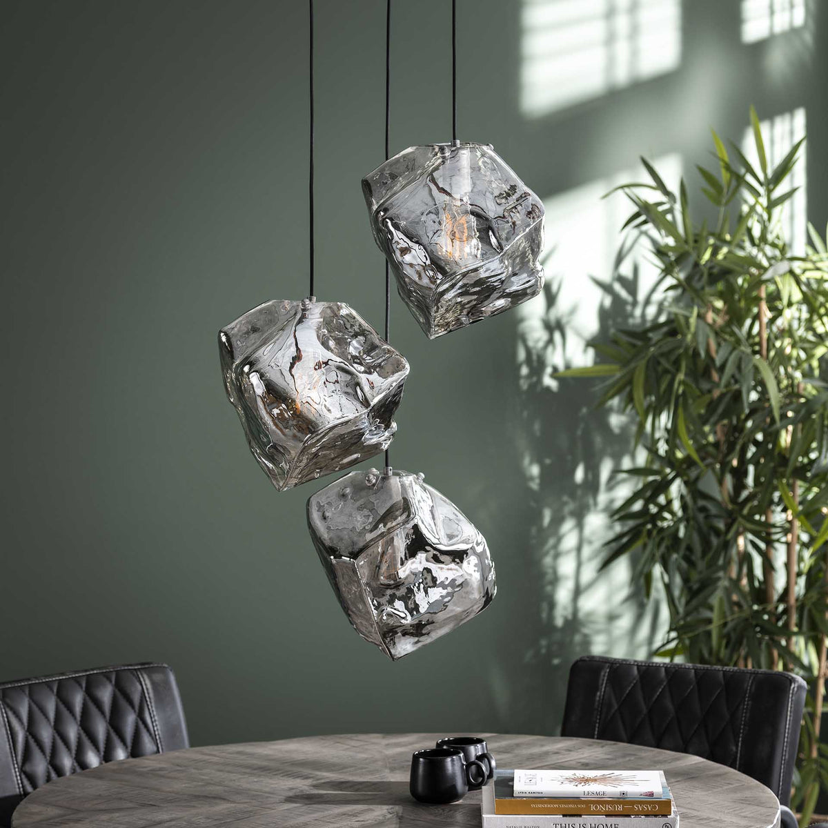 HÇÏngelampe 3L rock chromed gestuft – Chromed glas – Ansicht 2