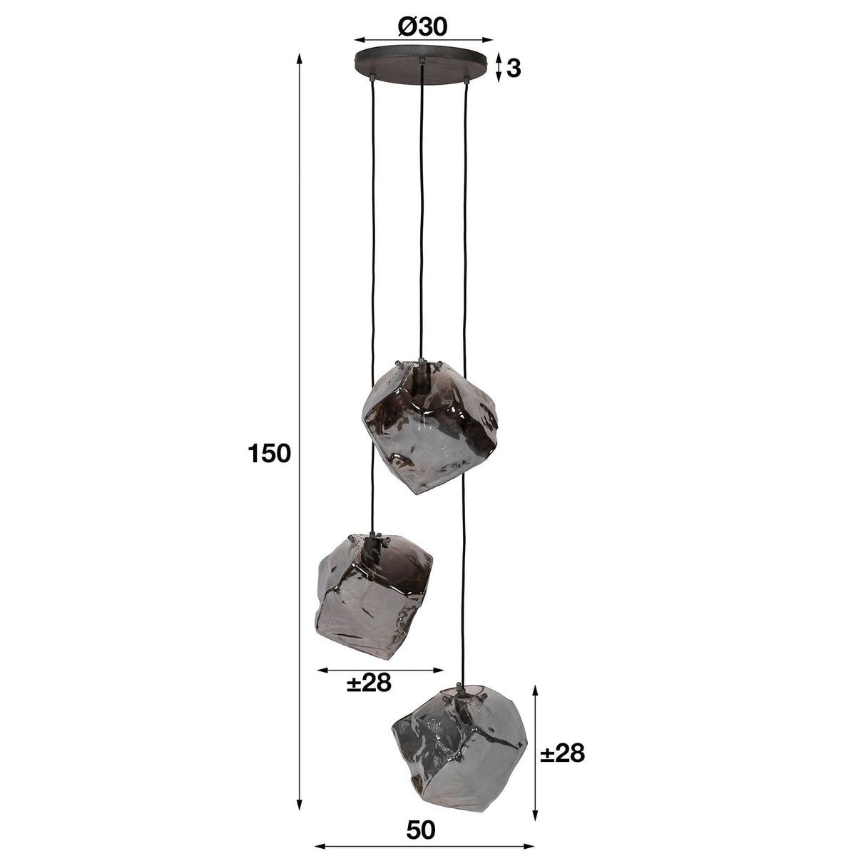 HÇÏngelampe 3L rock chromed gestuft – Chromed glas – Ansicht 4