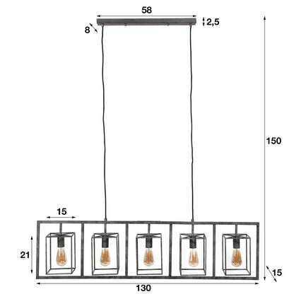 HÇÏngelampe 5L cubic tower / Alt Silber Finish