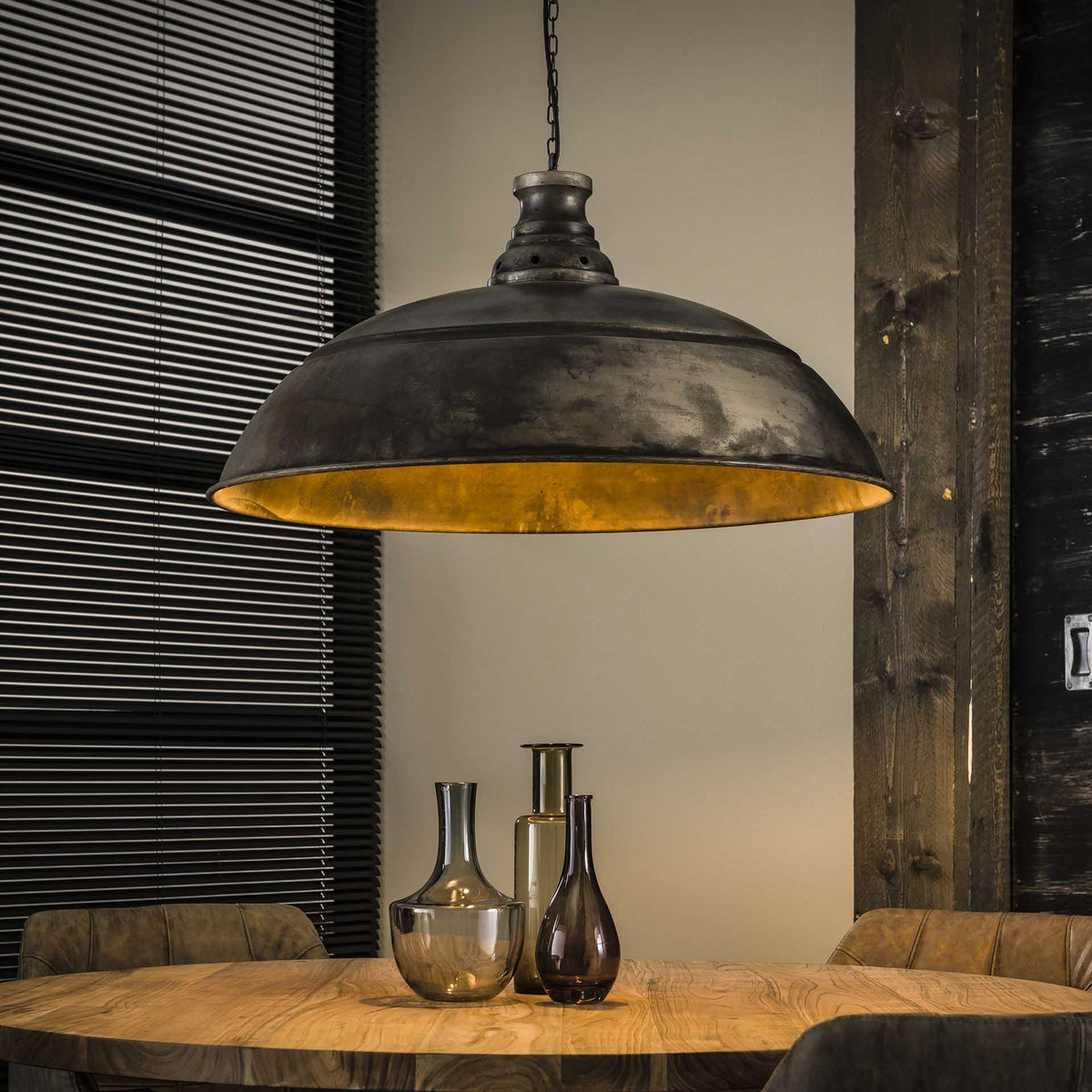 Hängelampe 1-flammig Ø 80 cm, Metall – Altsilber