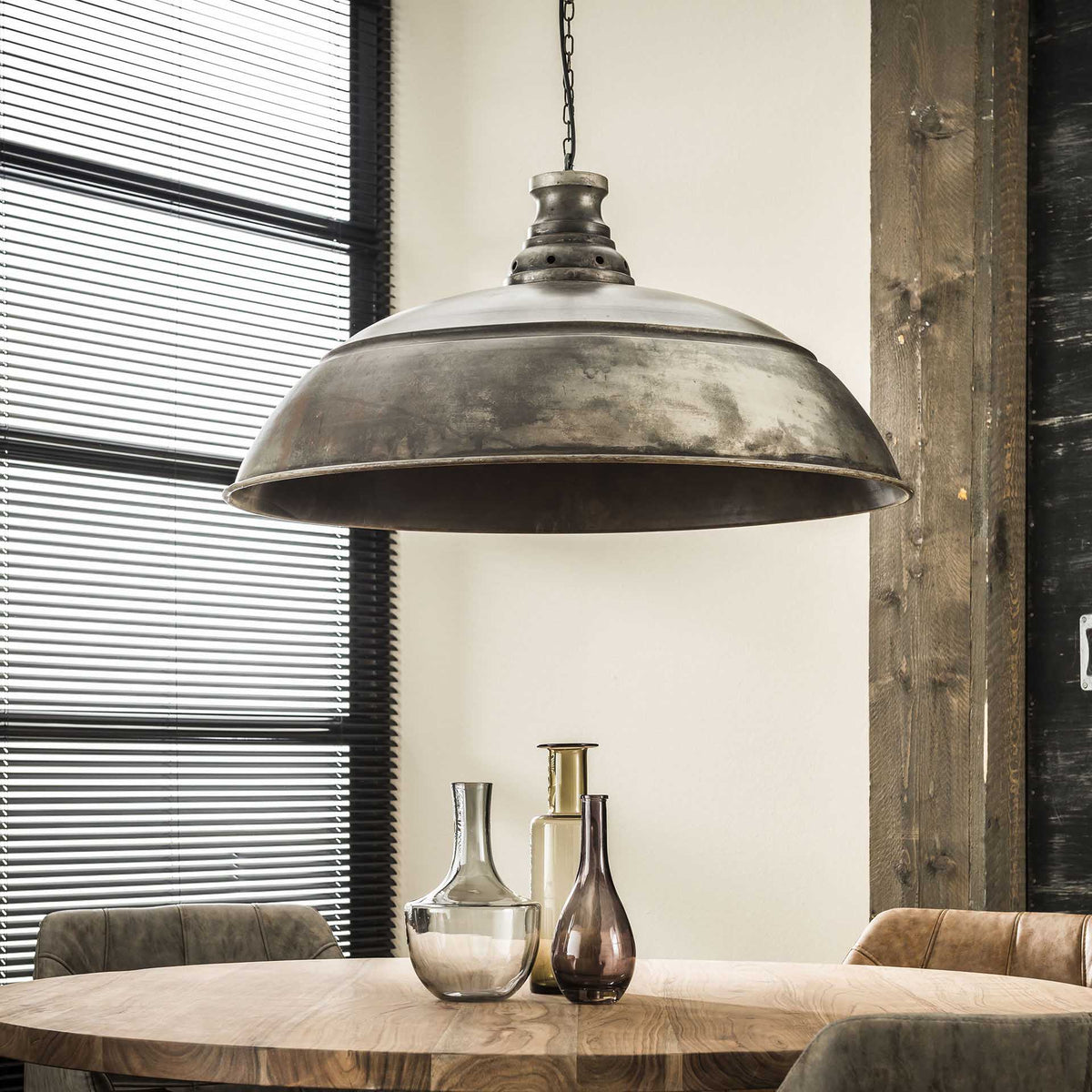 Hängelampe 1-flammig Ø 80 cm, Metall – Altsilber