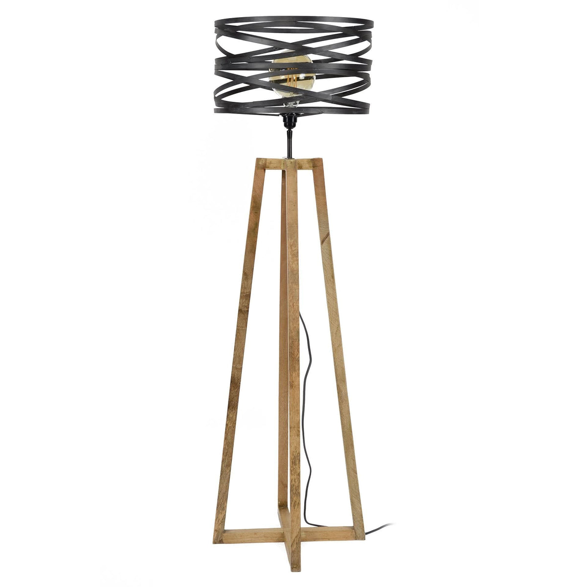 Stehlampe 1-flammig, Holz – Schiefergrau