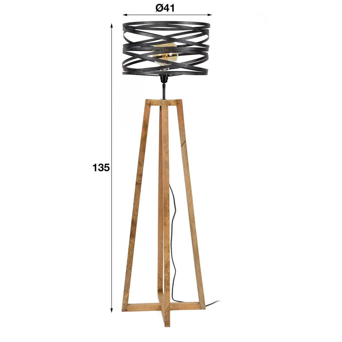 Stehlampe 1-flammig, Holz – Schiefergrau