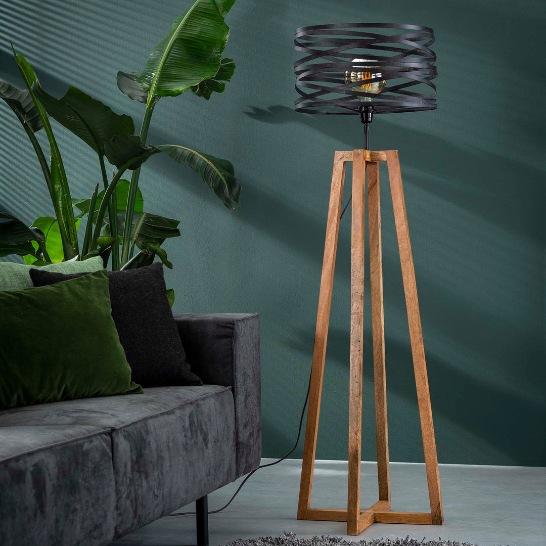 Stehlampe aus Holz mit Kreuzrahmen  / Slate grey