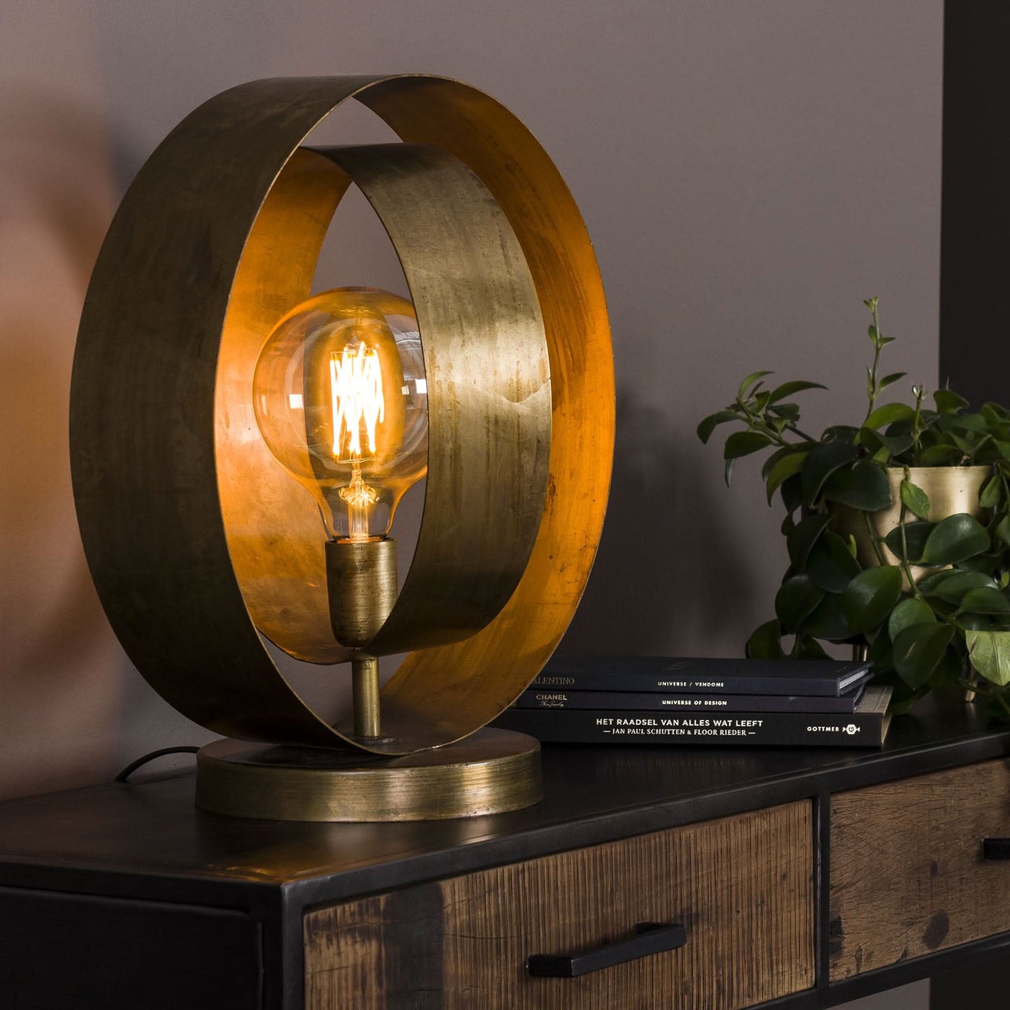 Tischlampe rotar / Altgold
