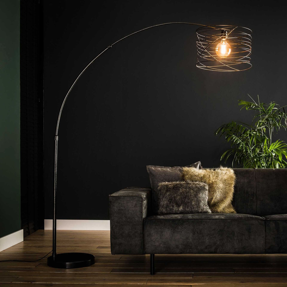 Bogenlampe 1-flammig, Metall – Anthrazit