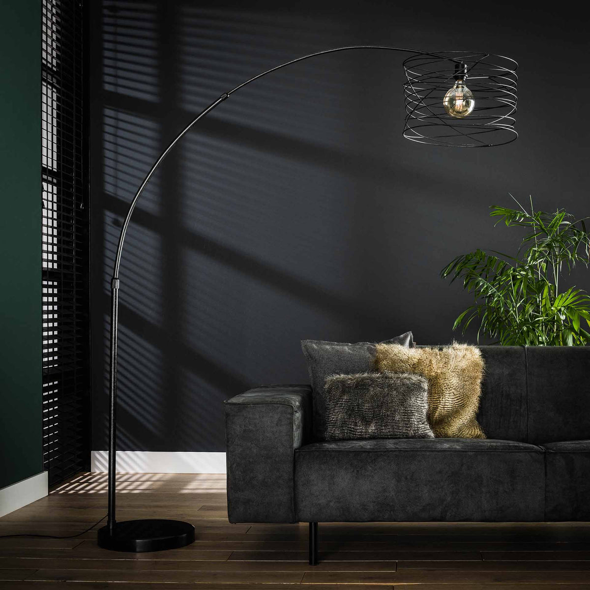Bogenlampe 1-flammig, Metall – Anthrazit