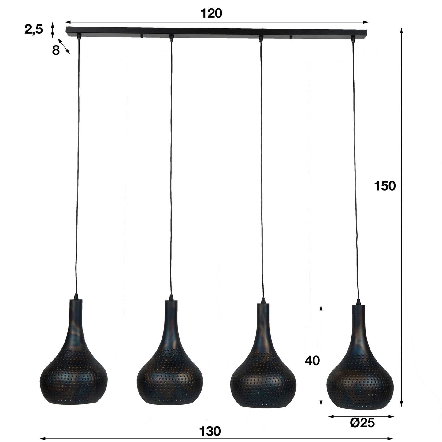 Hängelampe 4L Punsch Kegel / Schwarz-braun