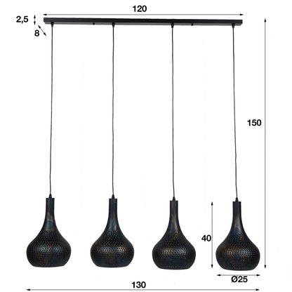 Hängelampe 4L Punsch Kegel / Schwarz-braun