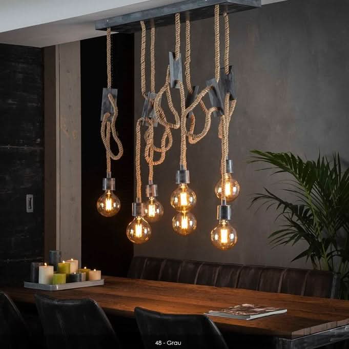 Hängelampe 7L Seil 3 + 4   / Grau