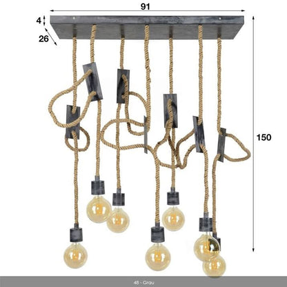 Hängelampe 7L Seil 3 + 4   / Grau