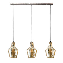 Hängelampe 3L Braunglaskegel / Altsilber / Alt Silber Finish