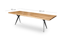 Esstisch Eiche - Y Flachstahl - natürliche Baumkante