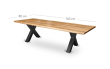 Esstisch Eiche - X Dick - natürliche Baumkante