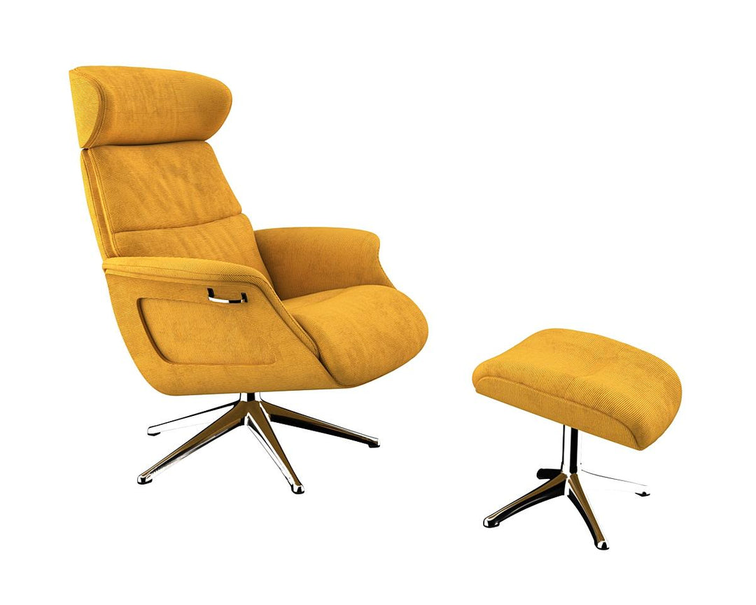 Clement Relaxsessel - Cord - Mustard Yellow - separater Fußhocker