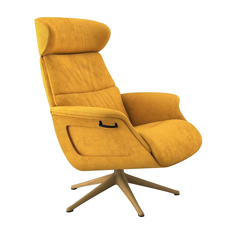 Clement Relaxsessel - Cord - Mustard Yellow - separater Fußhocker