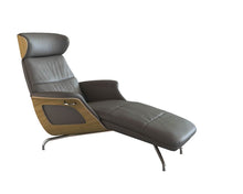 Clement Chaiselongue - Leder Omaha - Grey - Eiche