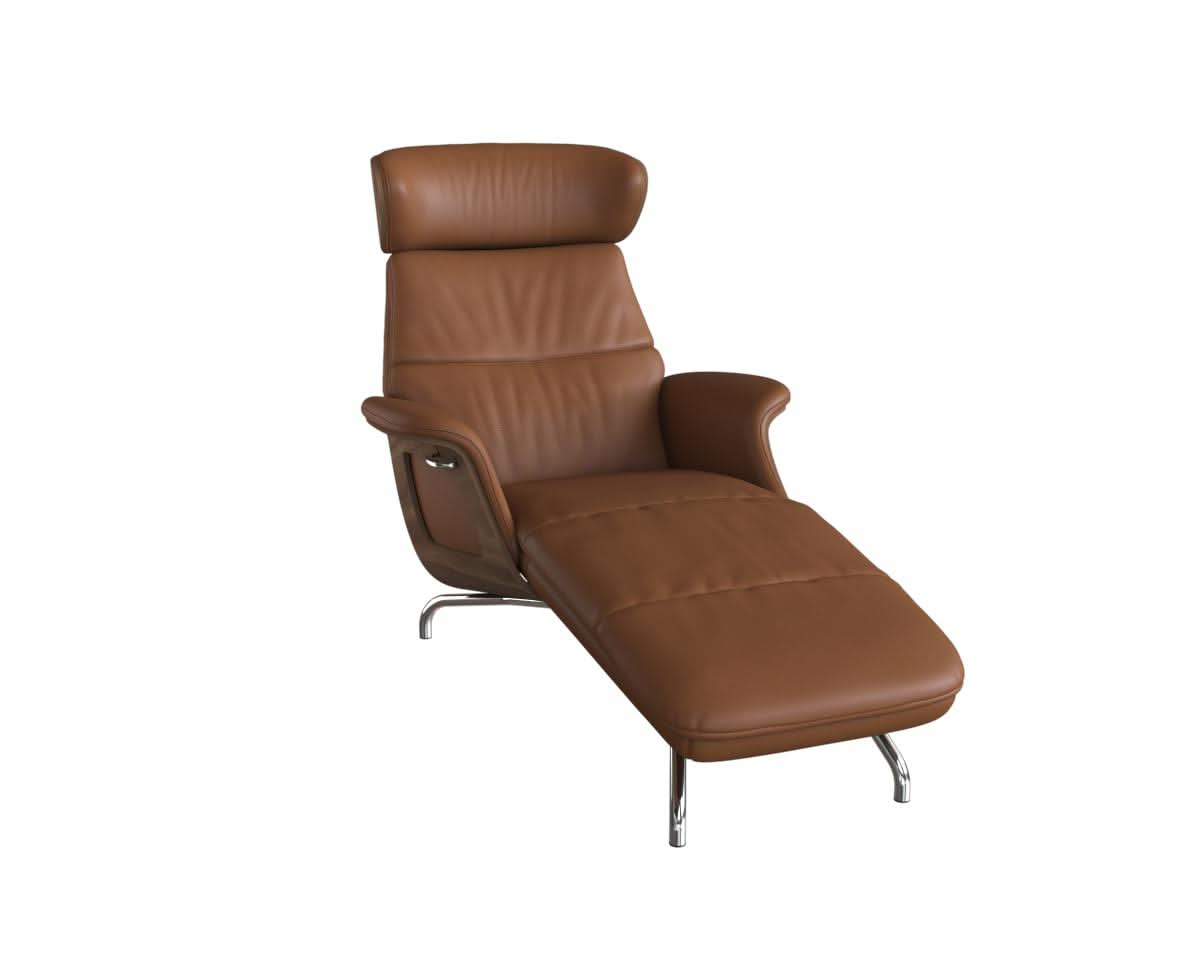 Clement Chaiselongue - Leder Omaha - Cognac Brown - Wallnuss