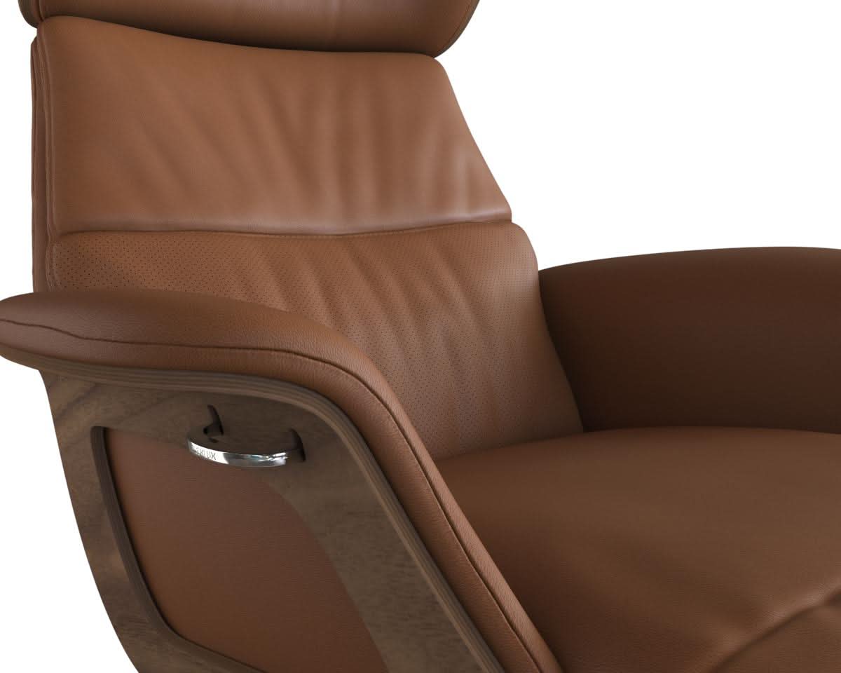 Clement Chaiselongue - Leder Omaha - Cognac Brown - Wallnuss