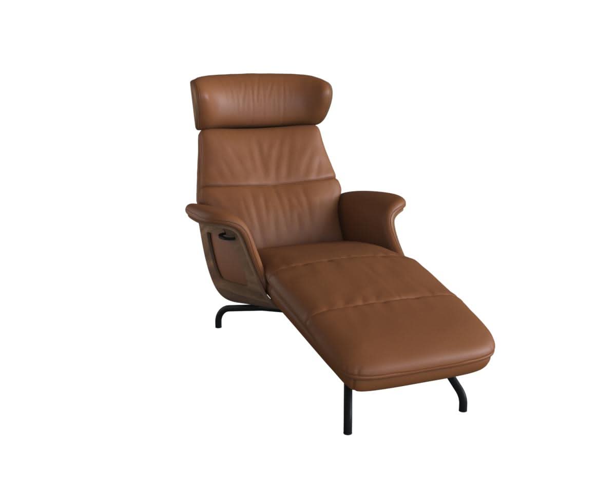 Clement Chaiselongue - Leder Omaha - Cognac Brown - Wallnuss