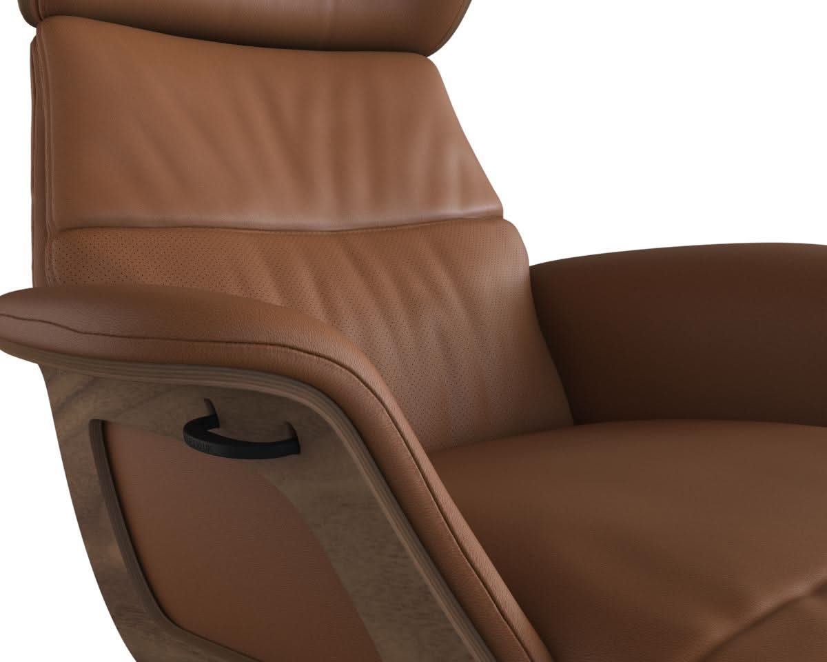 Clement Chaiselongue - Leder Omaha - Cognac Brown - Wallnuss